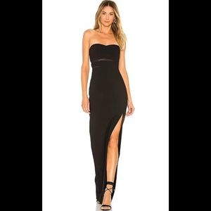 Likely Vas Gown Slit Sheer Strapless Black Maxi Dress 8